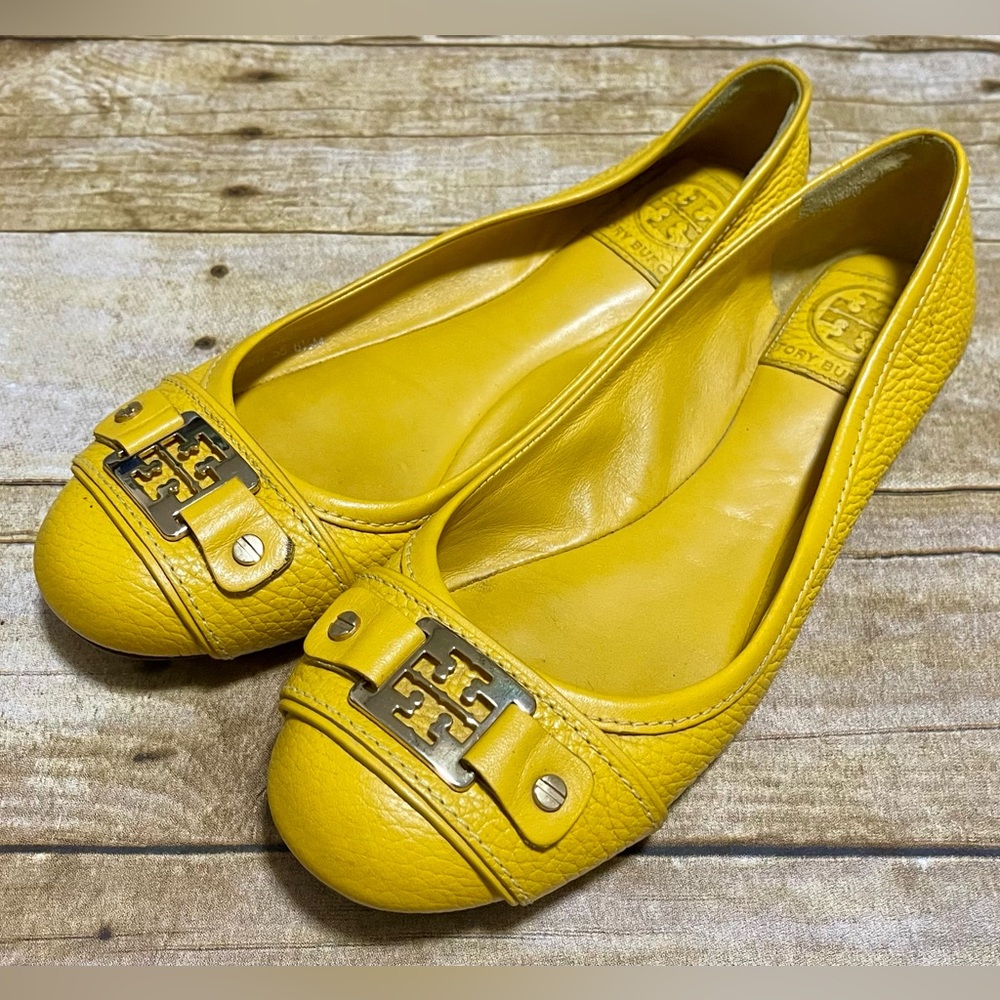 Tory Burch Golden Yellow Ballerina Flats Women's Size 6.5 US